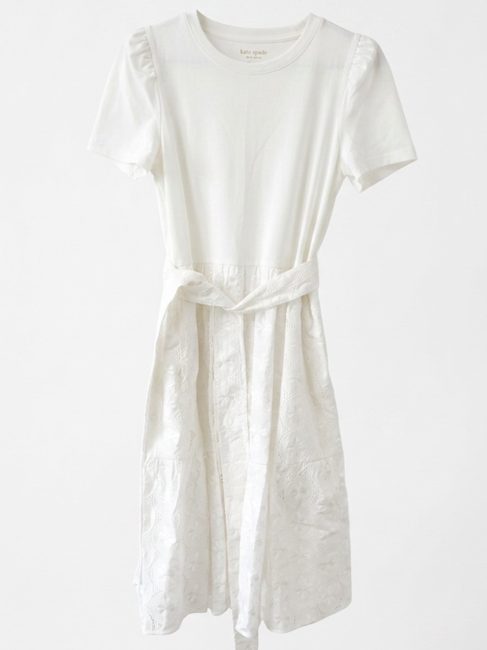 Kate Spade Women’s Small White Eyelet Tie Waist Cottagecore Graduation Wedding